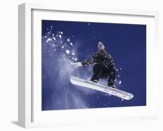 Snowboarder Flying Throught the Air, USA-null-Framed Photographic Print