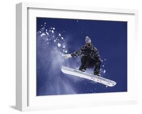 Snowboarder Flying Throught the Air, USA-null-Framed Photographic Print