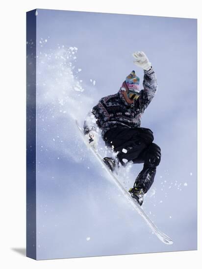 Snowboarder Flying Throught the Air-null-Stretched Canvas