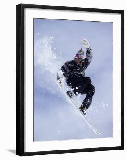 Snowboarder Flying Throught the Air-null-Framed Photographic Print