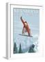 Snowboarder Jumping - Keystone, Colorado, c.2008-Lantern Press-Framed Art Print