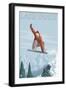 Snowboarder Jumping - Lake Tahoe, California-Lantern Press-Framed Art Print