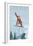 Snowboarder Jumping - Lake Tahoe, California-Lantern Press-Framed Art Print