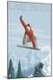 Snowboarder Jumping - Lake Tahoe, California-Lantern Press-Mounted Art Print