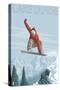 Snowboarder Jumping - Lake Tahoe, California-Lantern Press-Stretched Canvas