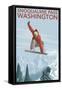 Snowboarder Jumping - Snoqualmie Pass, Washington-Lantern Press-Framed Stretched Canvas