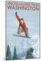 Snowboarder Jumping - Snoqualmie Pass, Washington-Lantern Press-Mounted Art Print