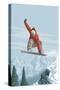 Snowboarder Jumping-Lantern Press-Stretched Canvas