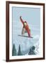 Snowboarder Jumping-Lantern Press-Framed Art Print