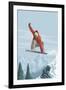 Snowboarder Jumping-Lantern Press-Framed Art Print