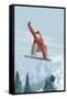 Snowboarder Jumping-Lantern Press-Framed Stretched Canvas