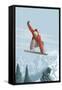 Snowboarder Jumping-Lantern Press-Framed Stretched Canvas