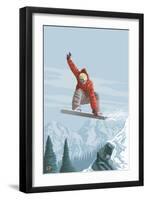 Snowboarder Jumping-Lantern Press-Framed Art Print