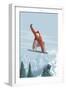 Snowboarder Jumping-Lantern Press-Framed Art Print