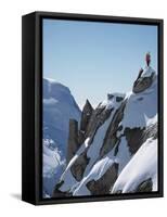 Snowboarder on the mountain-null-Framed Stretched Canvas