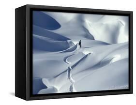 Snowboarder Riding in Powder Snow, Austria, Europe-Ted Levine-Framed Stretched Canvas