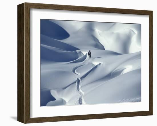 Snowboarder Riding in Powder Snow, Austria, Europe-Ted Levine-Framed Premium Photographic Print