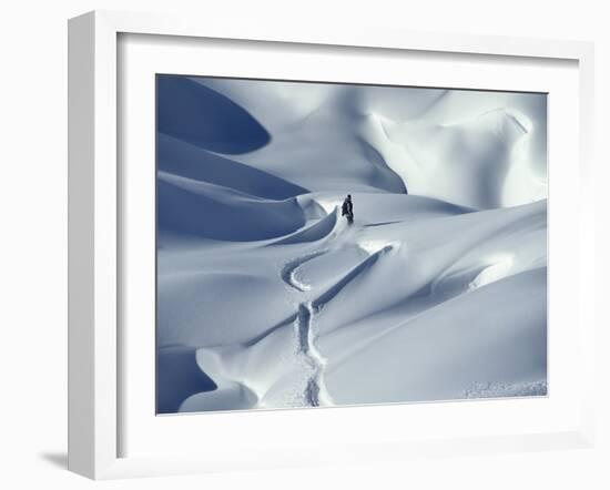 Snowboarder Riding in Powder Snow, Austria, Europe-Ted Levine-Framed Premium Photographic Print