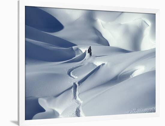 Snowboarder Riding in Powder Snow, Austria, Europe-Ted Levine-Framed Photographic Print