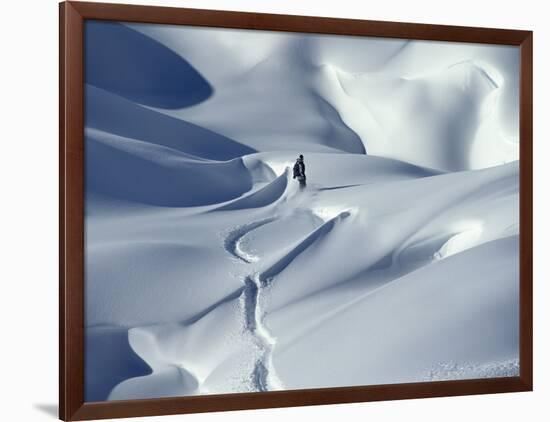 Snowboarder Riding in Powder Snow, Austria, Europe-Ted Levine-Framed Photographic Print