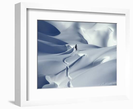 Snowboarder Riding in Powder Snow, Austria, Europe-Ted Levine-Framed Photographic Print