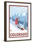 Snowboarder Scene - Colorado-Lantern Press-Framed Art Print