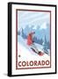 Snowboarder Scene - Colorado-Lantern Press-Framed Art Print