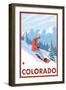 Snowboarder Scene - Colorado-Lantern Press-Framed Art Print