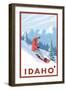 Snowboarder Scene, Idaho-Lantern Press-Framed Art Print