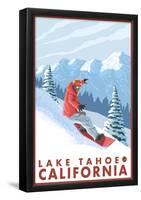 Snowboarder Scene, Lake Tahoe, California-null-Framed Poster