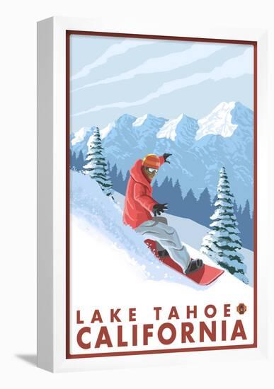 Snowboarder Scene, Lake Tahoe, California-null-Framed Poster