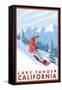 Snowboarder Scene, Lake Tahoe, California-Lantern Press-Framed Stretched Canvas