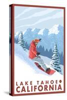 Snowboarder Scene, Lake Tahoe, California-Lantern Press-Stretched Canvas