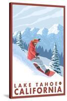 Snowboarder Scene, Lake Tahoe, California-Lantern Press-Stretched Canvas