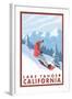 Snowboarder Scene, Lake Tahoe, California-Lantern Press-Framed Art Print