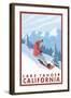 Snowboarder Scene, Lake Tahoe, California-Lantern Press-Framed Art Print