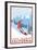 Snowboarder Scene, Lake Tahoe, California-Lantern Press-Framed Art Print