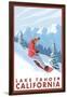 Snowboarder Scene, Lake Tahoe, California-Lantern Press-Framed Art Print