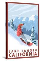 Snowboarder Scene, Lake Tahoe, California-Lantern Press-Stretched Canvas