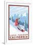 Snowboarder Scene, Lake Tahoe, California-Lantern Press-Framed Art Print