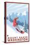 Snowboarder Scene, Mount Baker, Washington-Lantern Press-Stretched Canvas