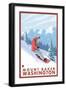 Snowboarder Scene, Mount Baker, Washington-Lantern Press-Framed Art Print