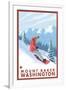 Snowboarder Scene, Mount Baker, Washington-Lantern Press-Framed Art Print