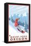 Snowboarder Scene, Mount Hood, Oregon-Lantern Press-Framed Stretched Canvas