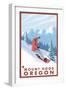 Snowboarder Scene, Mount Hood, Oregon-Lantern Press-Framed Art Print