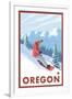 Snowboarder Scene, Oregon-Lantern Press-Framed Art Print