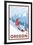 Snowboarder Scene, Oregon-Lantern Press-Framed Art Print