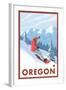 Snowboarder Scene, Oregon-Lantern Press-Framed Art Print