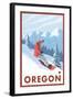 Snowboarder Scene, Oregon-Lantern Press-Framed Art Print