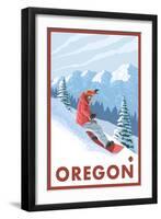 Snowboarder Scene, Oregon-Lantern Press-Framed Art Print